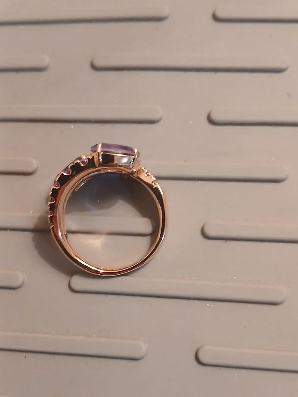 Bomb Party Wrapped In Joy Amethyst Bypass Ring Rose Gold Size 8